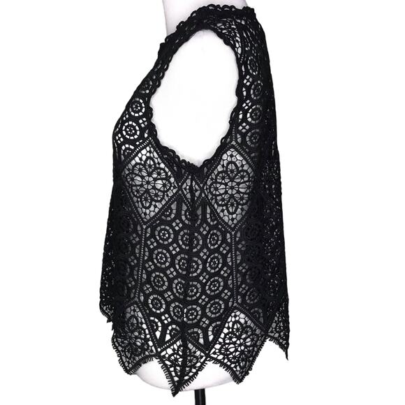 Deletta Black Crochet Boho Knit Top XS Petite NWT - Picture 3 of 8